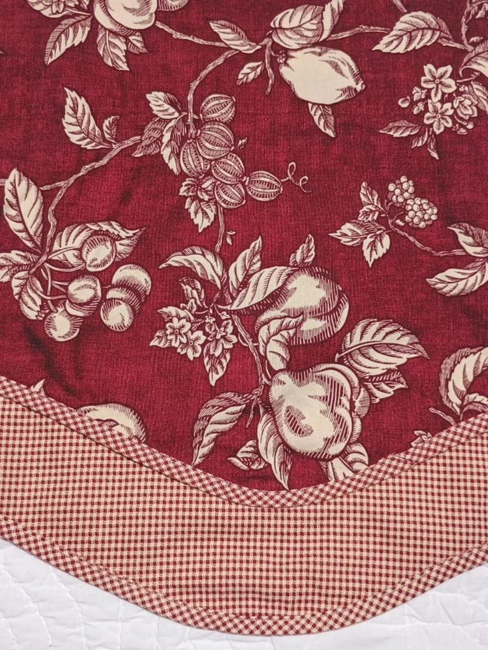 Set of 3 Waverly Garden Room Curtain Valances Ascot Red Gingham Fruit and Floral